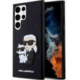 Samsung Galaxy S23 Ultra Karl Lagerfeld Saffiano Karl & Choupette Hard Case - Black