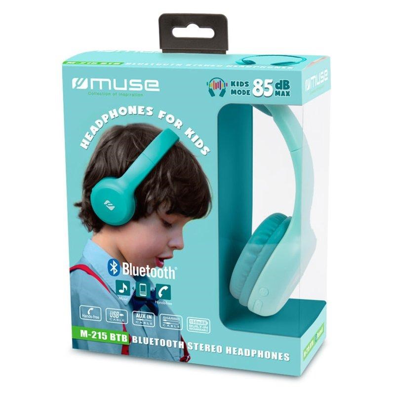 Muse On-Ear Bluetooth Wireless Children's Headphones w. Sound limiter - Light blue