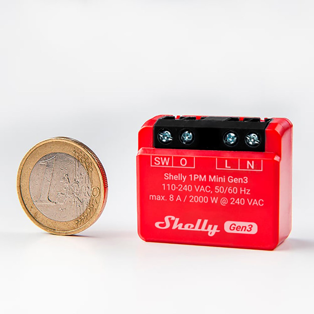 Shelly Plus 1PM Mini (Gen3) Smart Relay - Red