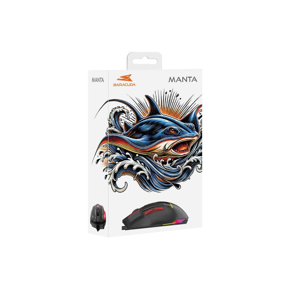 Baracuda MANTA Gaming Mouse - 8D / 12800 DPI - Black