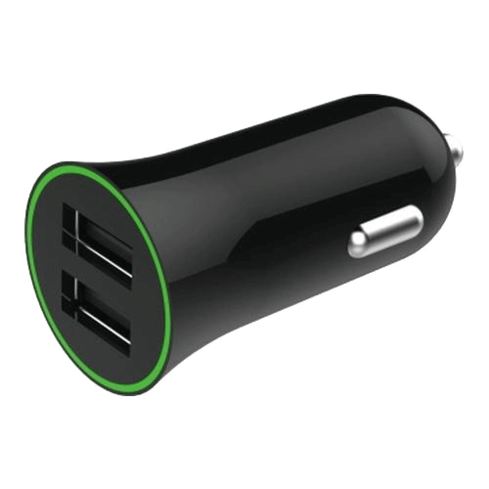 Essentials 12W Car charger with 2 x USB-A - Black