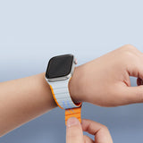 Apple Watch (42/44/SE/45/49mm) Dux Ducis LD-Series Magnetic Silicone Strap - Grey / Orange