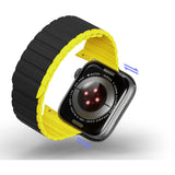 Apple Watch (42/44/SE/45/46/49mm) Dux Ducis LD-Series Magnetic Silicone Strap - Black / Yellow