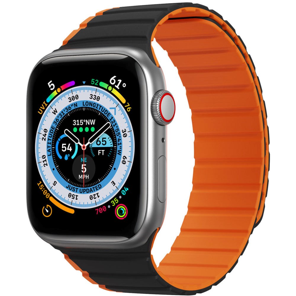 Dux Ducis Apple Watch (38/40/SE/41/42mm) LD-Series Magnetic Silicone Strap - Black / Orange