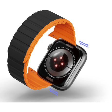 Dux Ducis Apple Watch (38/40/SE/41/42mm) LD-Series Magnetic Silicone Strap - Black / Orange