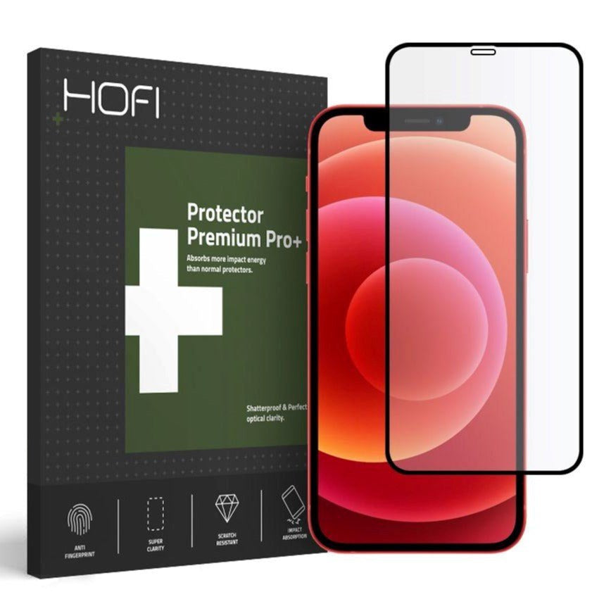 iPhone 12 / 12 Pro Hofi Full Pro+ Tempered Glass Screen Protector - Case Friendly - Black