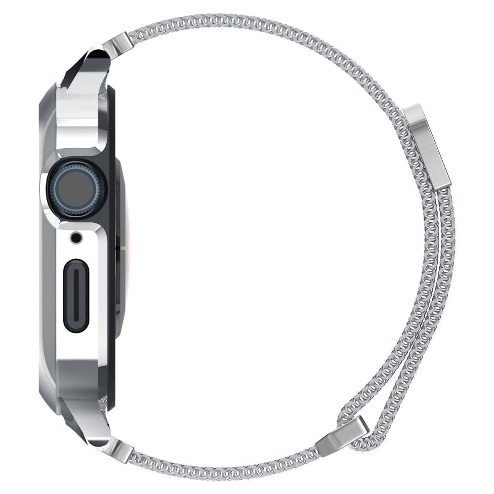 Apple Watch (44/45) Spigen Metal Fit Pro - Aluminum Case and Stainless Steel Watch Band - Silver