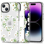 iPhone 15 Tech-Protect MagMood Case  - MagSafe Compatible - White Daisy