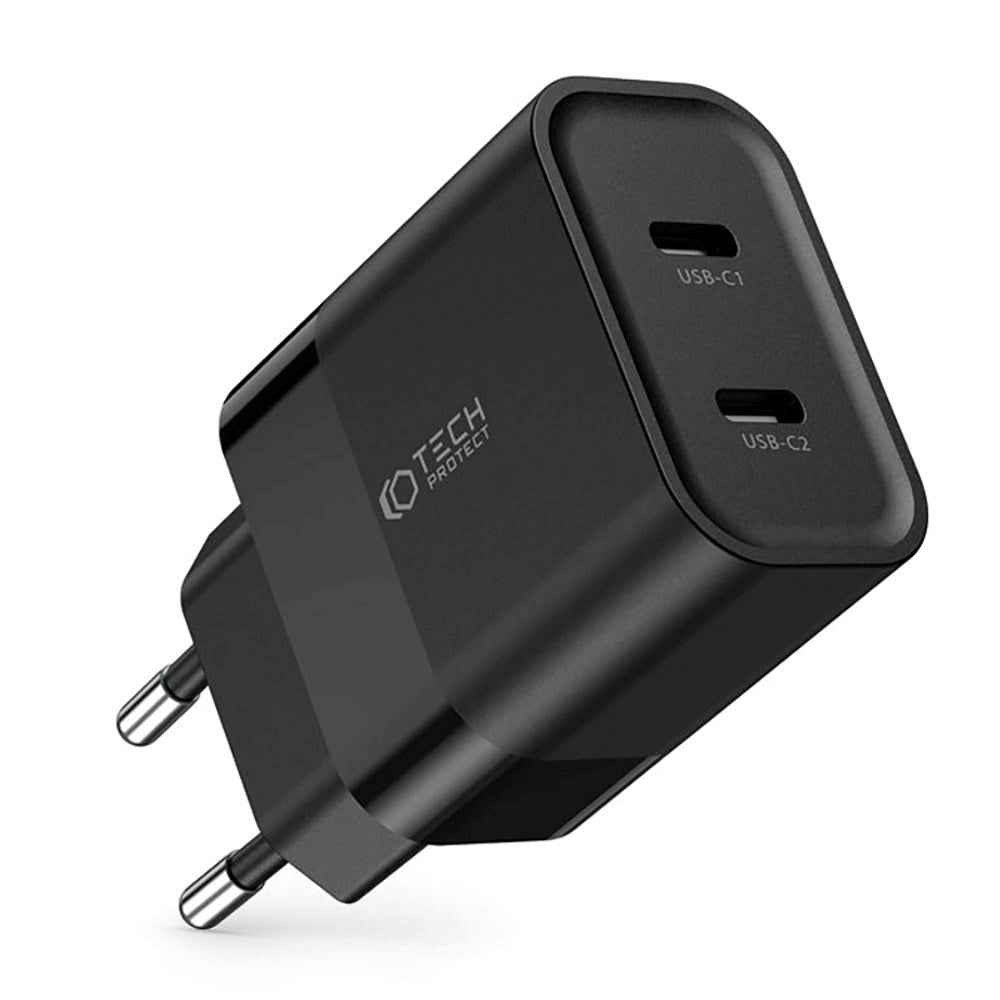 Tech-Protect Network 20W Wall Charger w. 2 x USB-C - Black