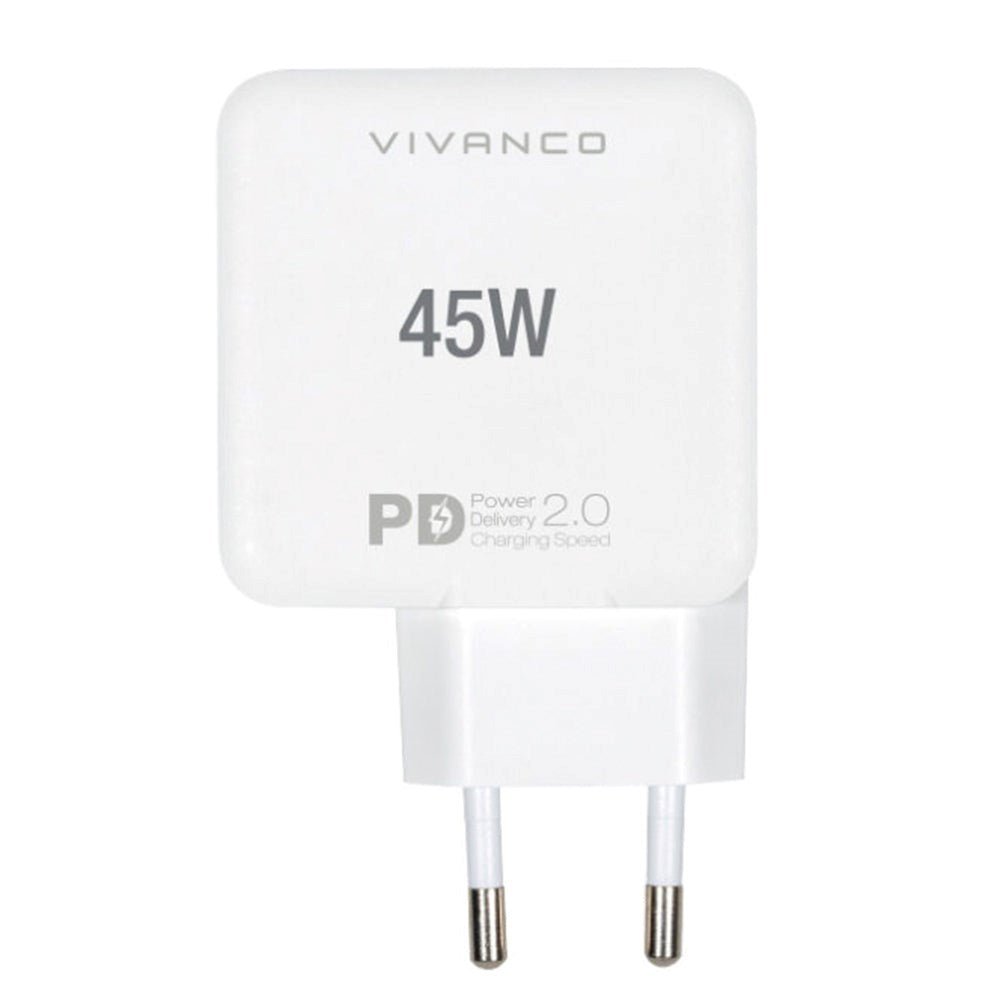 Vivanco 45W Super Fast Dual Charge Wall Charger USB-C - PD (Power Delivery) - White