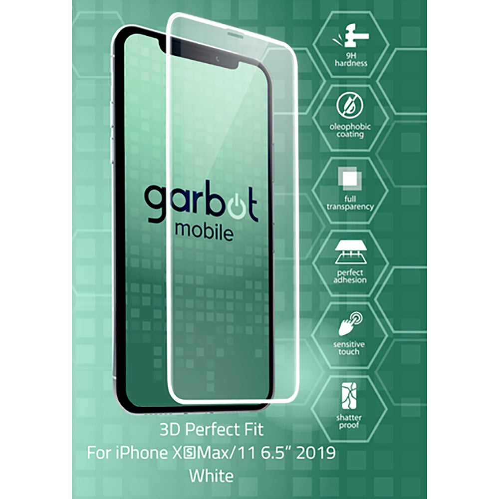 iPhone 11 Pro Max / Xs Max Garbot 3D Perfect Fit Screen Protection - Case Friendly - Transparent / White Edge