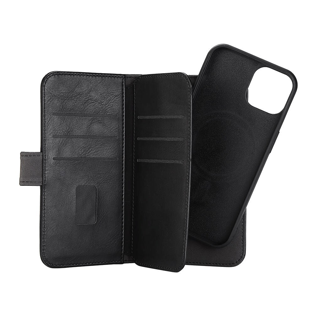 iPhone 14 GEAR Wallet - Leather Flip 2-in-1 Case with Wallet - Black