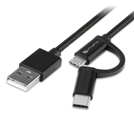 4smarts ComboCord 2-in-1 Cable (2A/10W) USB2.0 - USB-C / Micro USB Cable Black 1 w.