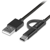 4smarts ComboCord 2-in-1 Cable (2A/10W) USB2.0 - USB-C / Micro USB Cable Black 1 w.