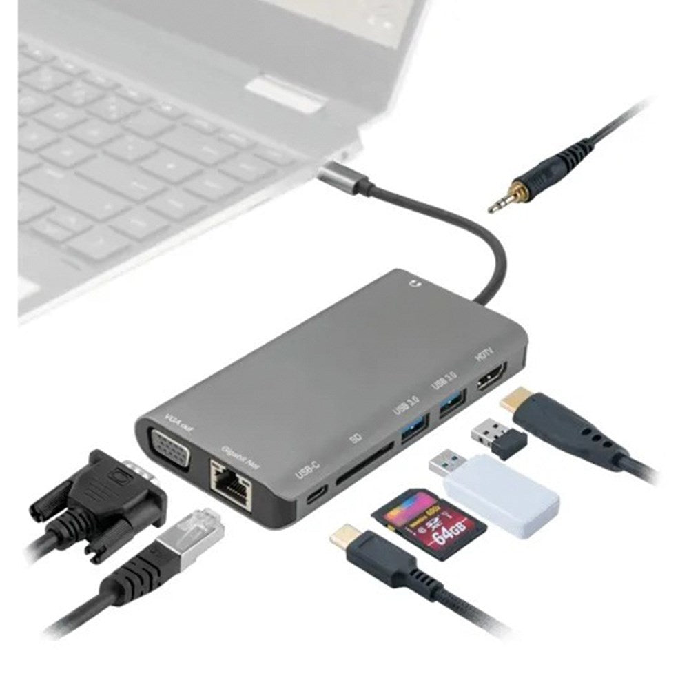 4smarts 8-in-1 USB-C Multi Adapter - Grey