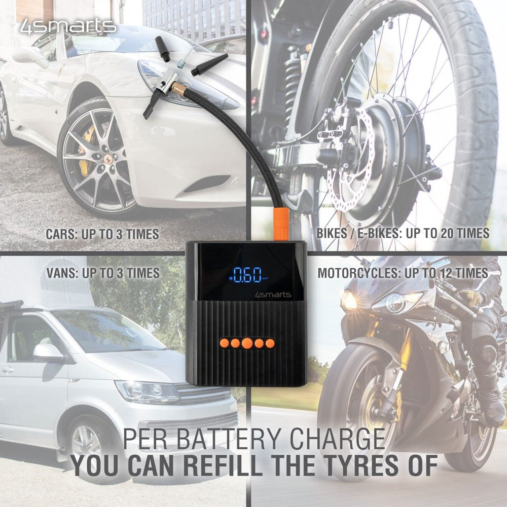 4smarts PitStop+ 8800mAh Powerbank with Compressor & Flashlight - Black