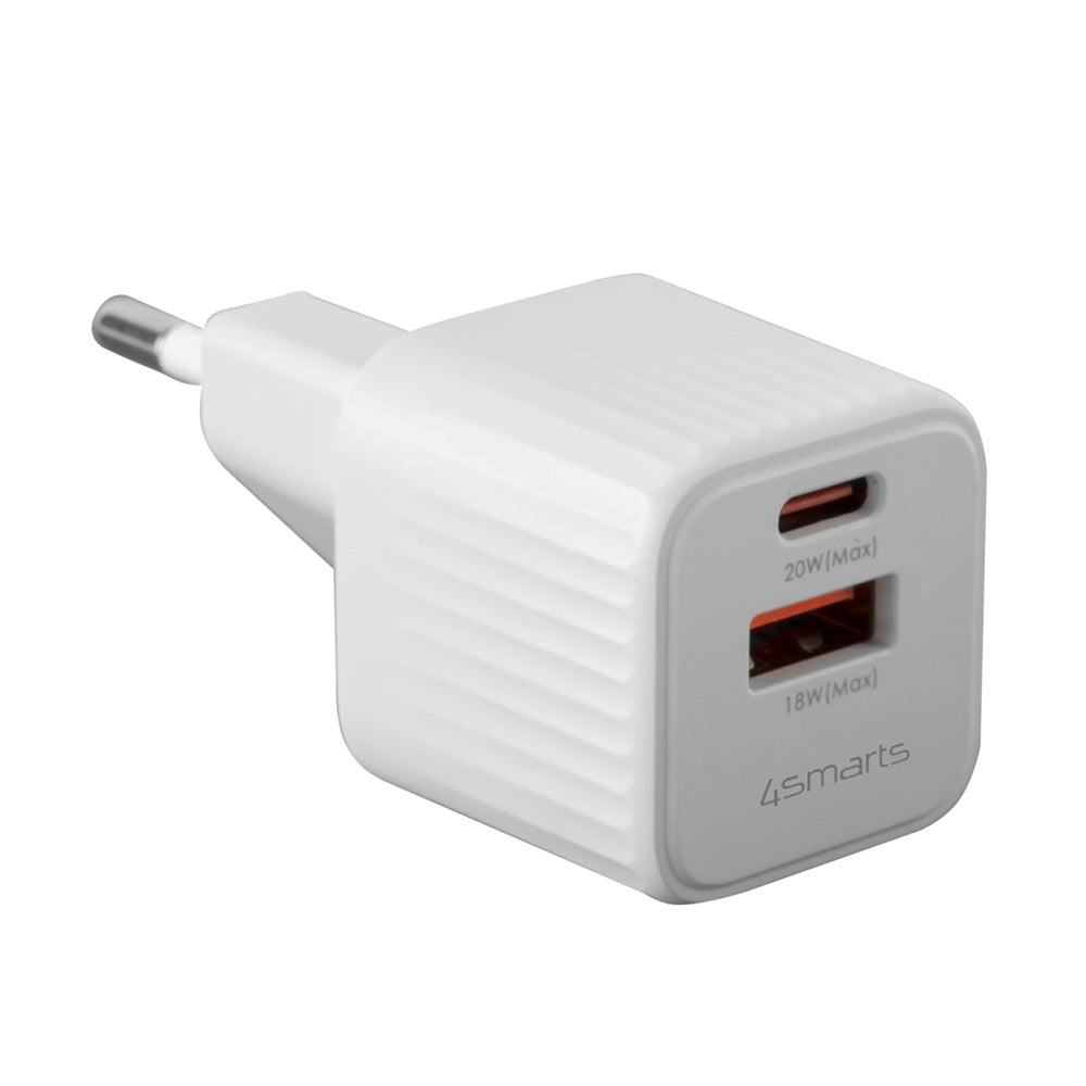 4smarts Wall charger 20W with 1x USB-A / 1x USB-C - White