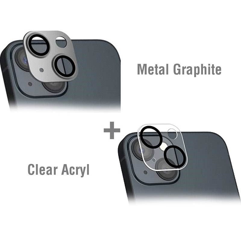 iPhone 14 / 14 Plus 4Smarts StyleGlass Camera Lens Protective Glass - 2 pcs. - Metal Graphite and Clear Acrylic