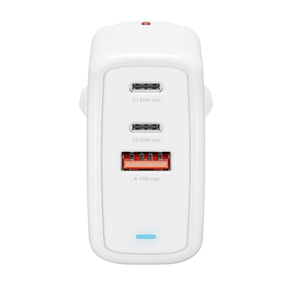 65W PD 4smarts Charger GaN Flex - Wall Charger with 1 x USB-A & 2 x USB-C - White