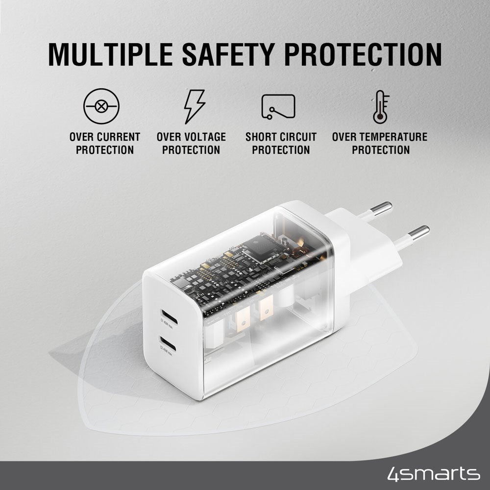 4smarts PDPlug 45W Wall Charger with 2 x USB-C - White