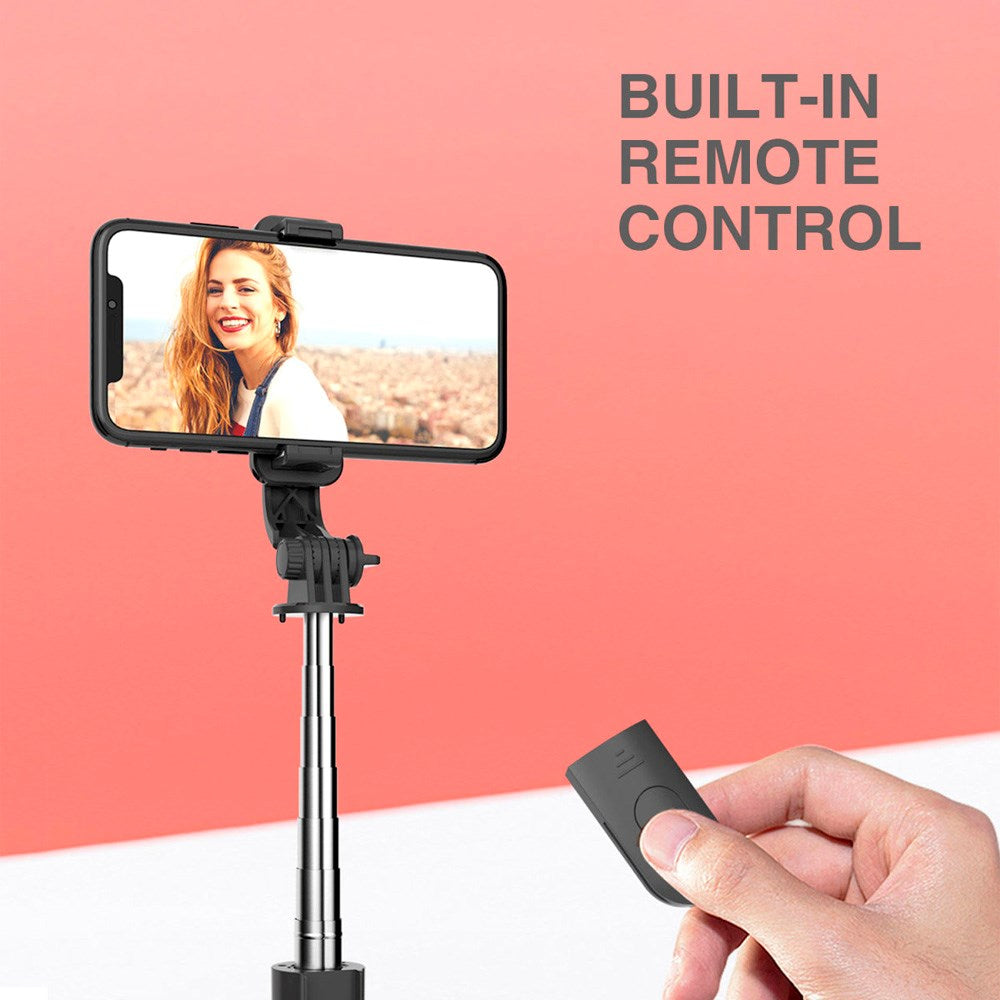 4smarts - Rotatable Selfie Stick with Bluetooth Remote - Black