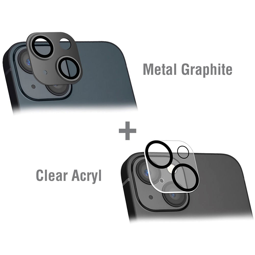 iPhone 15 / 15 Plus 4Smarts StyleGlass Camera Lens Protective Glass - 2 pcs. - Metal Graphite / Clear Acryl