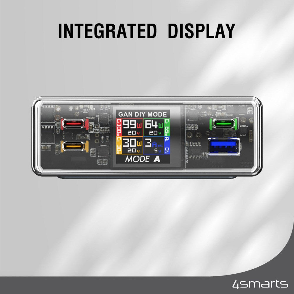 4smarts Lucid GaN DIY Mode Desktop Charger - 210W / 3x USB-C & 1x USB-A - Grey