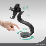 4smats Grabber Flex Mobile phone holder for Car - Max Mobile: 60 - 85mm - Black