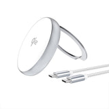 4smarts Qi2 Wireless Charger 15W w. Kickstand - MagSafe Compatible - White / Silver