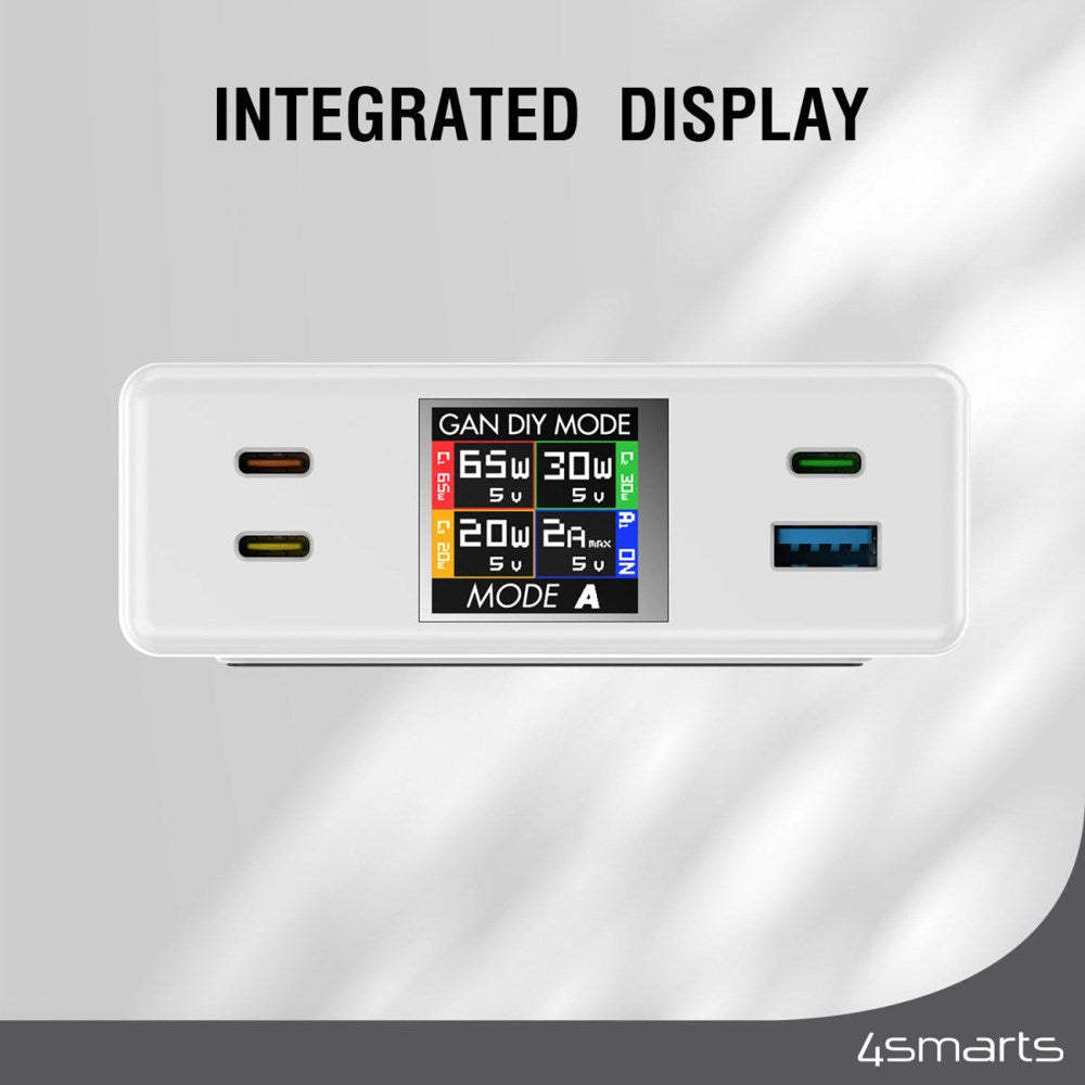 4smarts GaN DIY Mode Desktop Charger - 130W / 3x USB-C & 1x USB-A - White