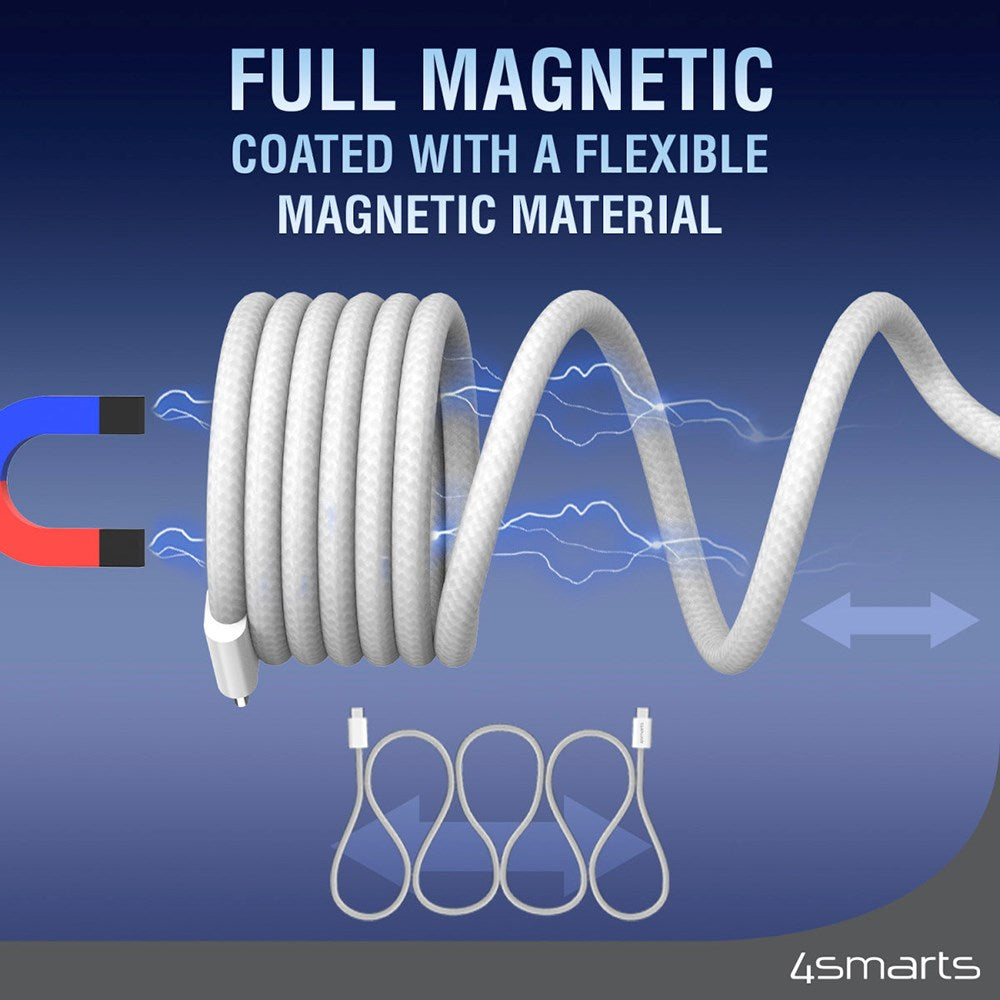 4smarts Magnetic USB-C to USB-C Cable 100W PD - 1.5m - White