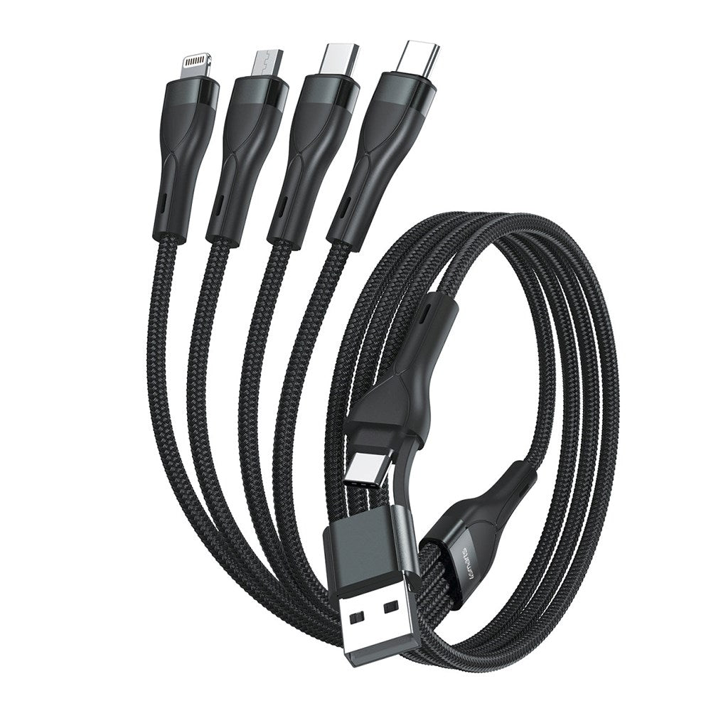 4smarts 4in2 15W Multi-Charging Cable - 2 x USB-C / Lightning / Micro USB 120cm - Black