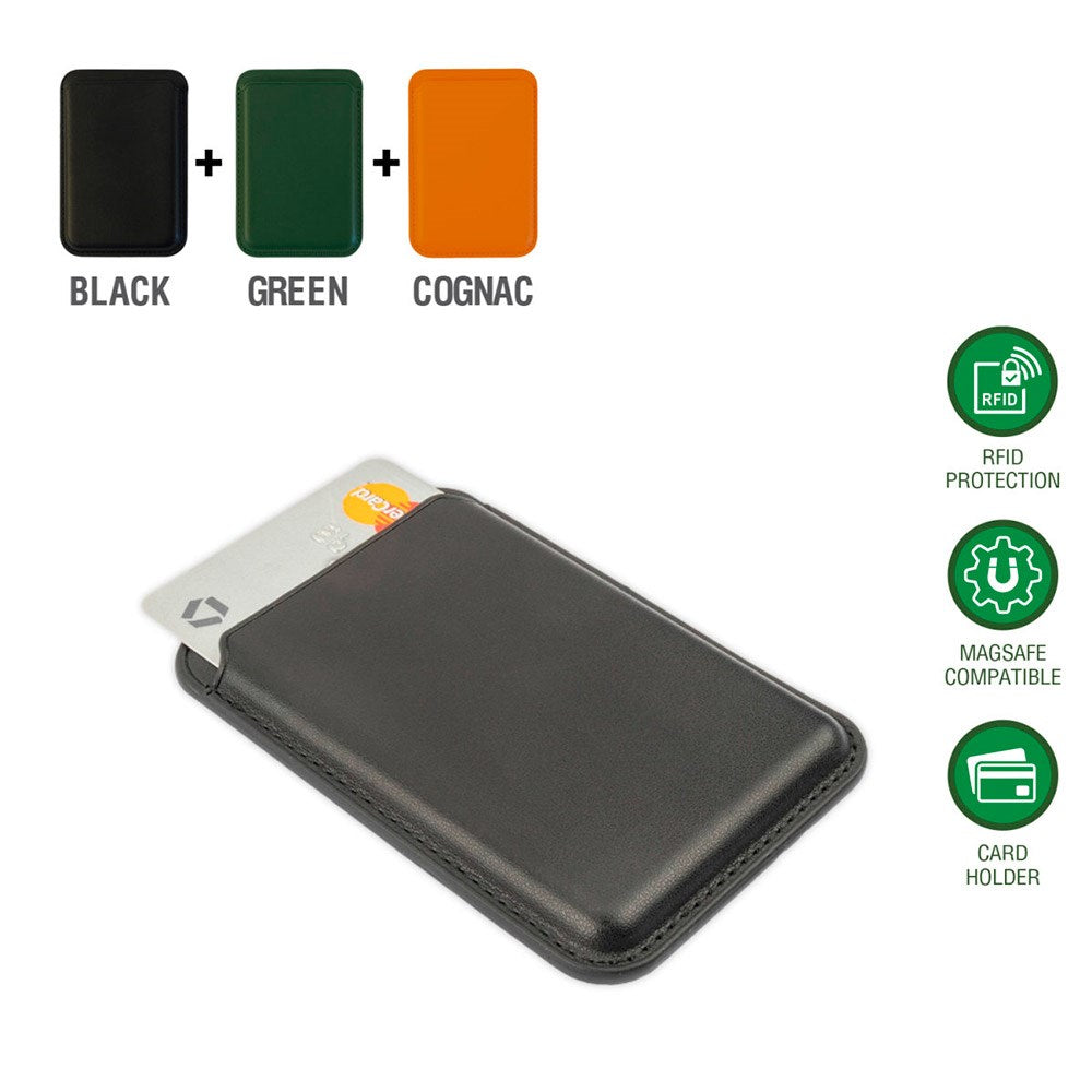 4smarts UltiMag Magnetic Card Holder w. RFID Protection 3-Pack - MagSafe Compatible - Black / Green / Brown