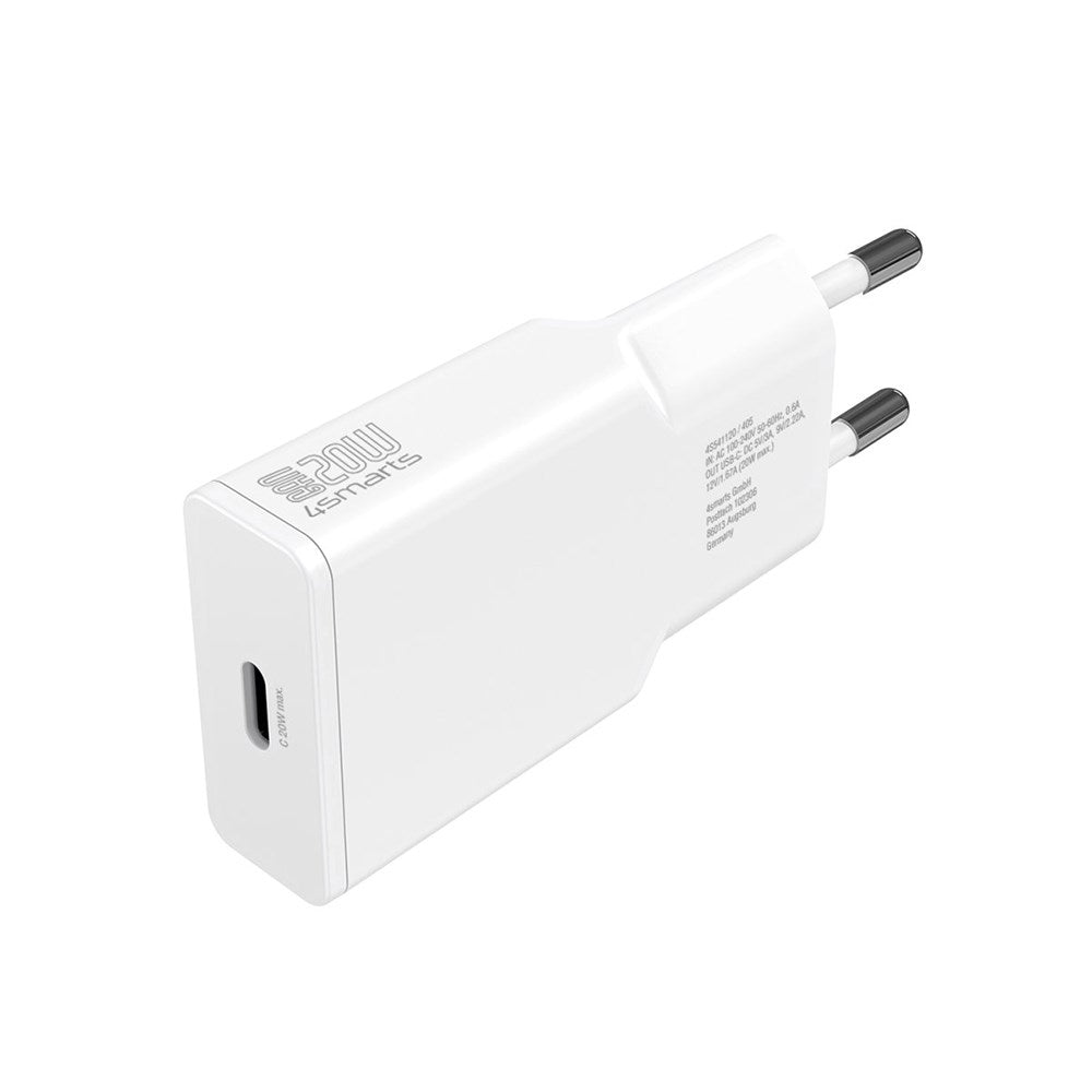 4Smarts PD Slim Wall Charger GaN 20W w. USB-C - White