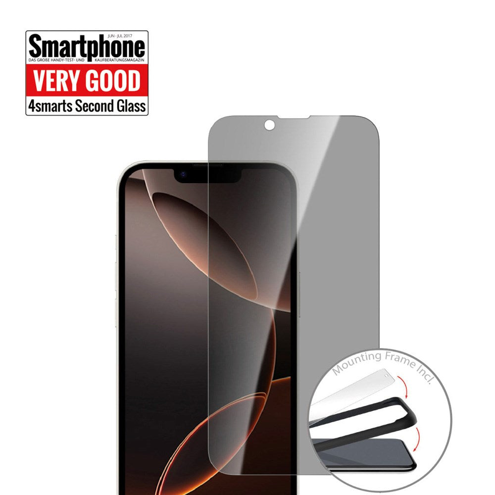 iPhone 16e 4smarts Second Glass Screen Protection with Mounting Frame - Privacy Function - Transparent