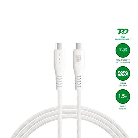 4smarts PremiumCord USB-C to USB-C Cable 60W - 1.5 m - White