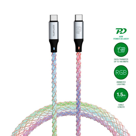 4smarts RGBCord USB-C Cable 60W - 1.5m - Multicolored