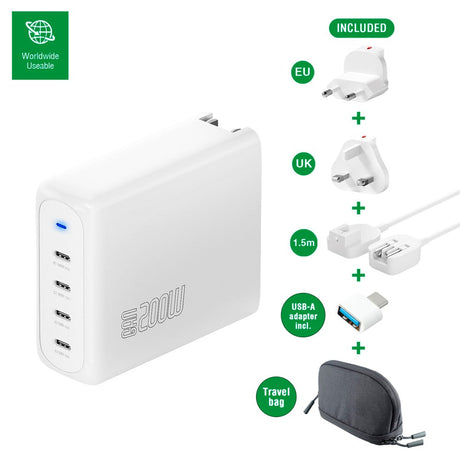 4smarts GaN Flex Pro Travel Charger 200W - 4x USB-C - White
