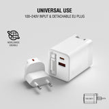 4smarts 65W Flex Jojo Wall Charger with EU / US plug  - 1 x USB-A - 1 x USB-C - 1 x USB-C Kabel - White