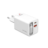 4smarts 65W Flex Jojo Wall Charger with EU / US plug  - 1 x USB-A - 1 x USB-C - 1 x USB-C Kabel - White