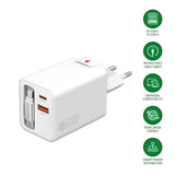 4smarts 65W Flex Jojo Wall Charger with EU / US plug  - 1 x USB-A - 1 x USB-C - 1 x USB-C Kabel - White