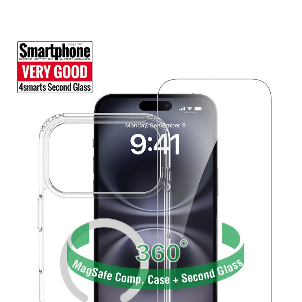 iPhone 17 Pro Max 4Smarts 360° Protection Set with Case & Screen Protection Glass - MagSafe Compatible - Transparent