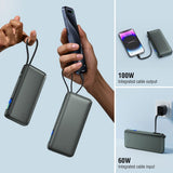 4smarts Enterprise 20,000mAh 165W Powerbank with Built-in USB-C Cable - Grey