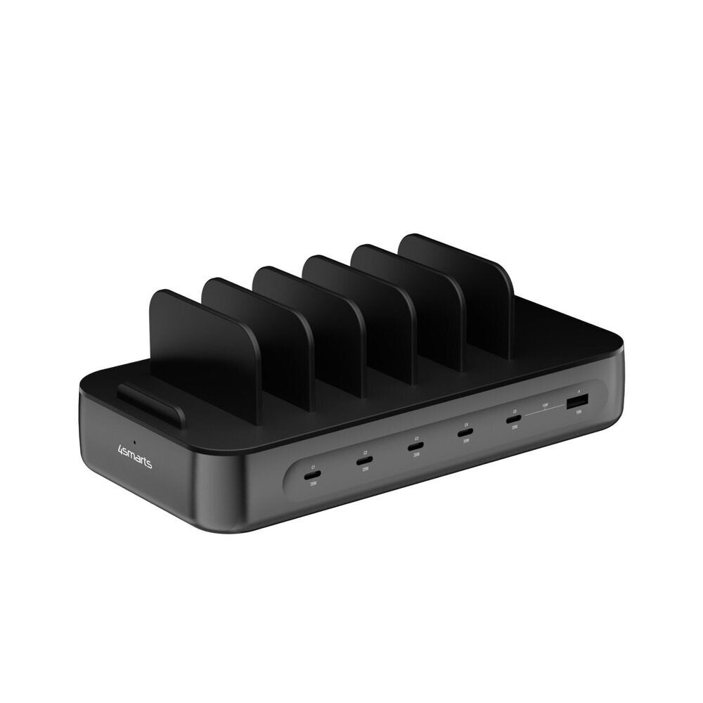 4smarts Charging Station with 9 Charging Options - 5x USB-C Cable & 1x 4-in-1 Multi Cable - 100W - Black