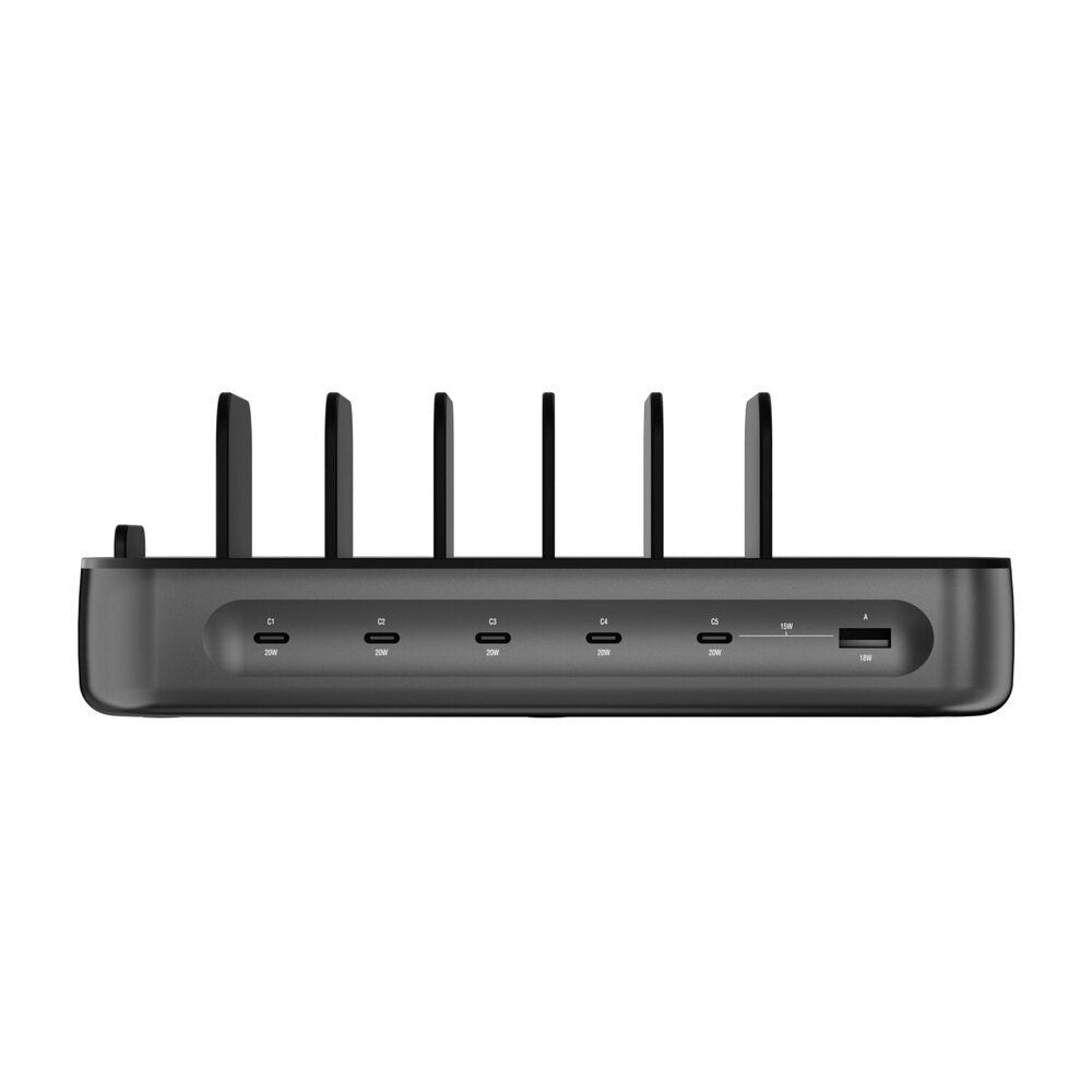 4smarts Charging Station with 9 Charging Options - 5x USB-C Cable & 1x 4-in-1 Multi Cable - 100W - Black