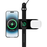 VONMÄHLEN Aura Home 3-in-1 Wireless Charger for Smartphone, Apple Watch & AirPods 15W - MagSafe Compatible - Black