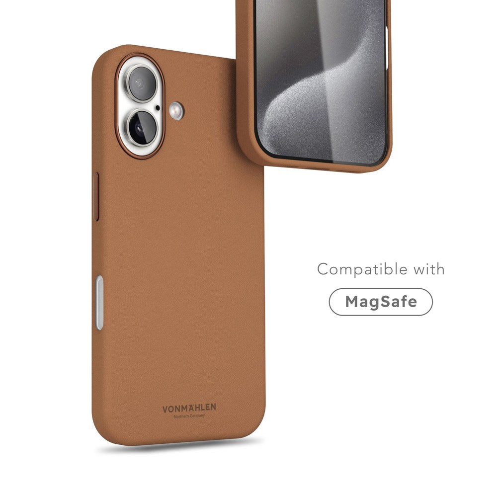 Vonmählen iPhone 16 Like Leather Case - MagSafe Compatible - Brown