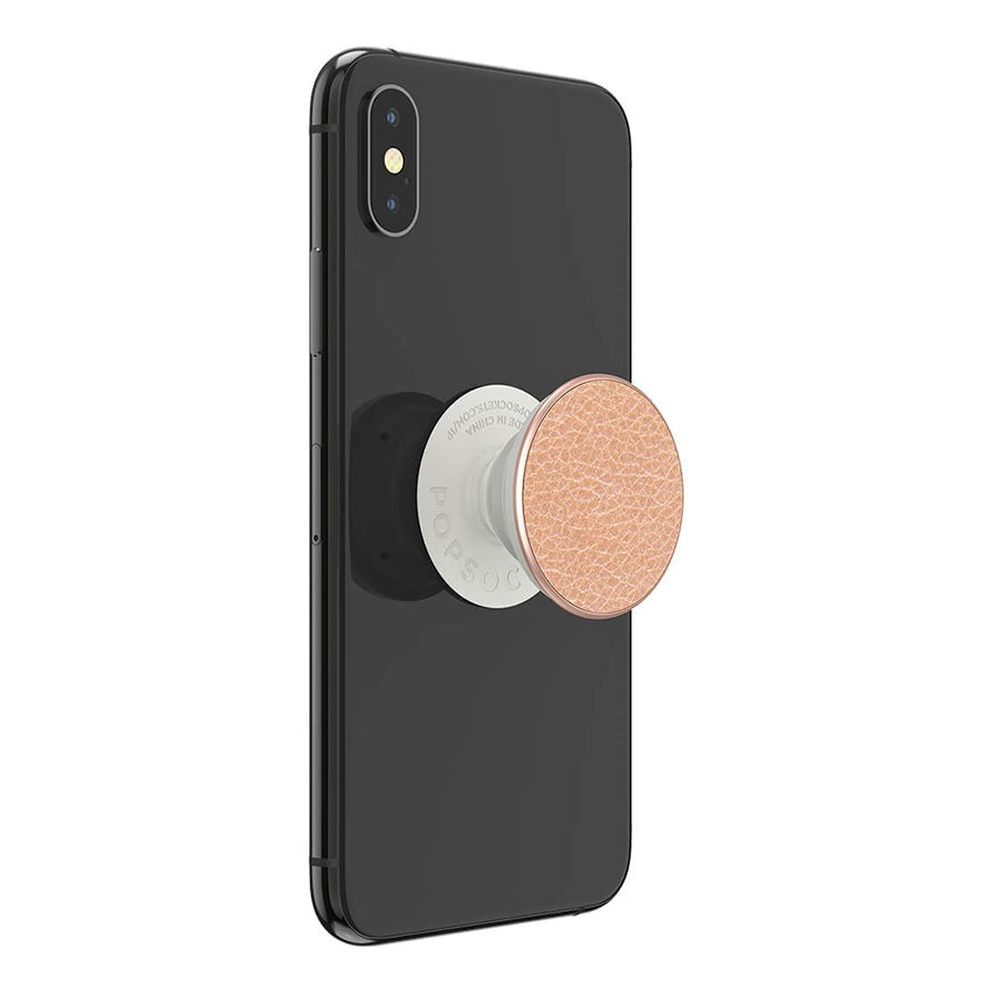 POPSOCKETS Pebbled Vegan Leather Rose Gold Premium Holder and Stand