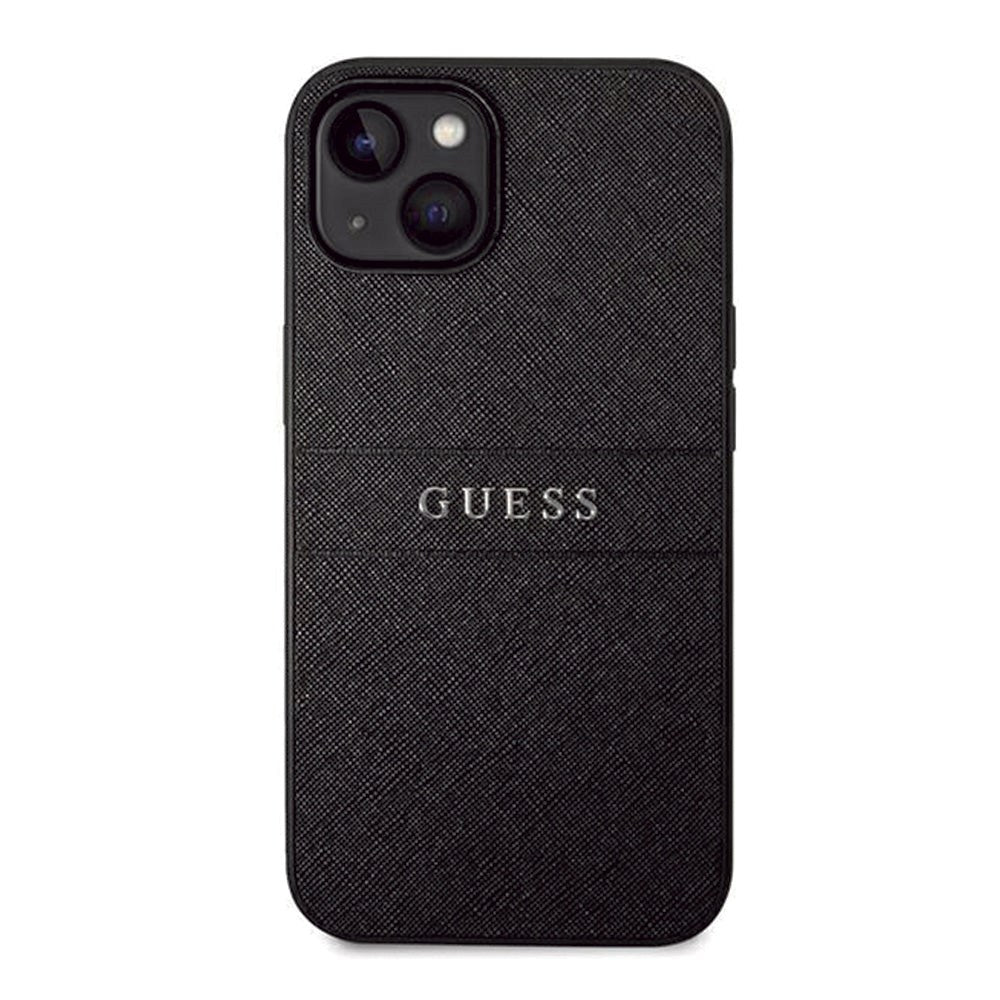 iPhone 14 Guess Saffiano Strap Back Cover - Black