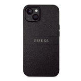 iPhone 14 Guess Saffiano Strap Back Cover - Black